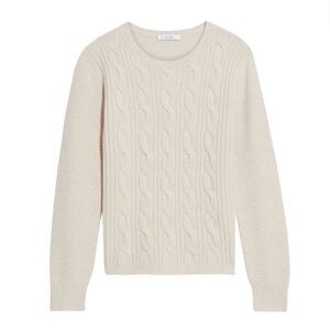 Max Mara Termoli Cable Knit Sweater Wool Cashmere Cream Size m